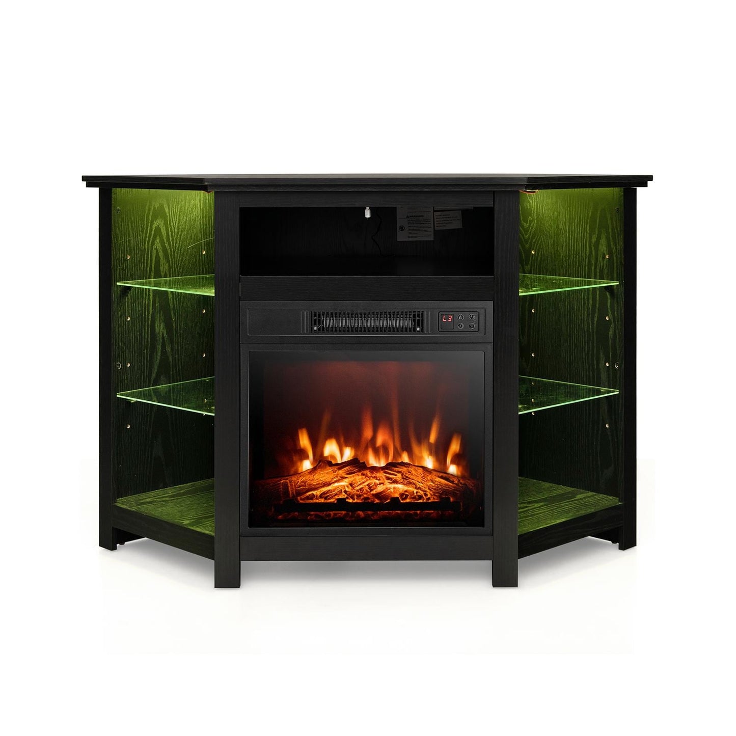 BABOOM 45-in W Black TV Stand with Fan-forced Electric Fireplace BOM-34-DK-CO