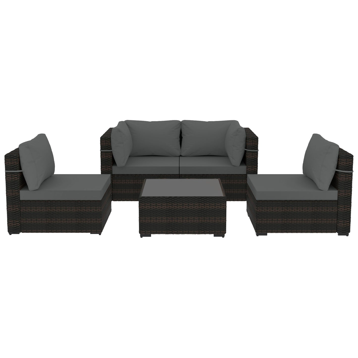 UPHA 5 -Piece Wicker 4 Patio Sofa Conversation Set with Gray Cushions