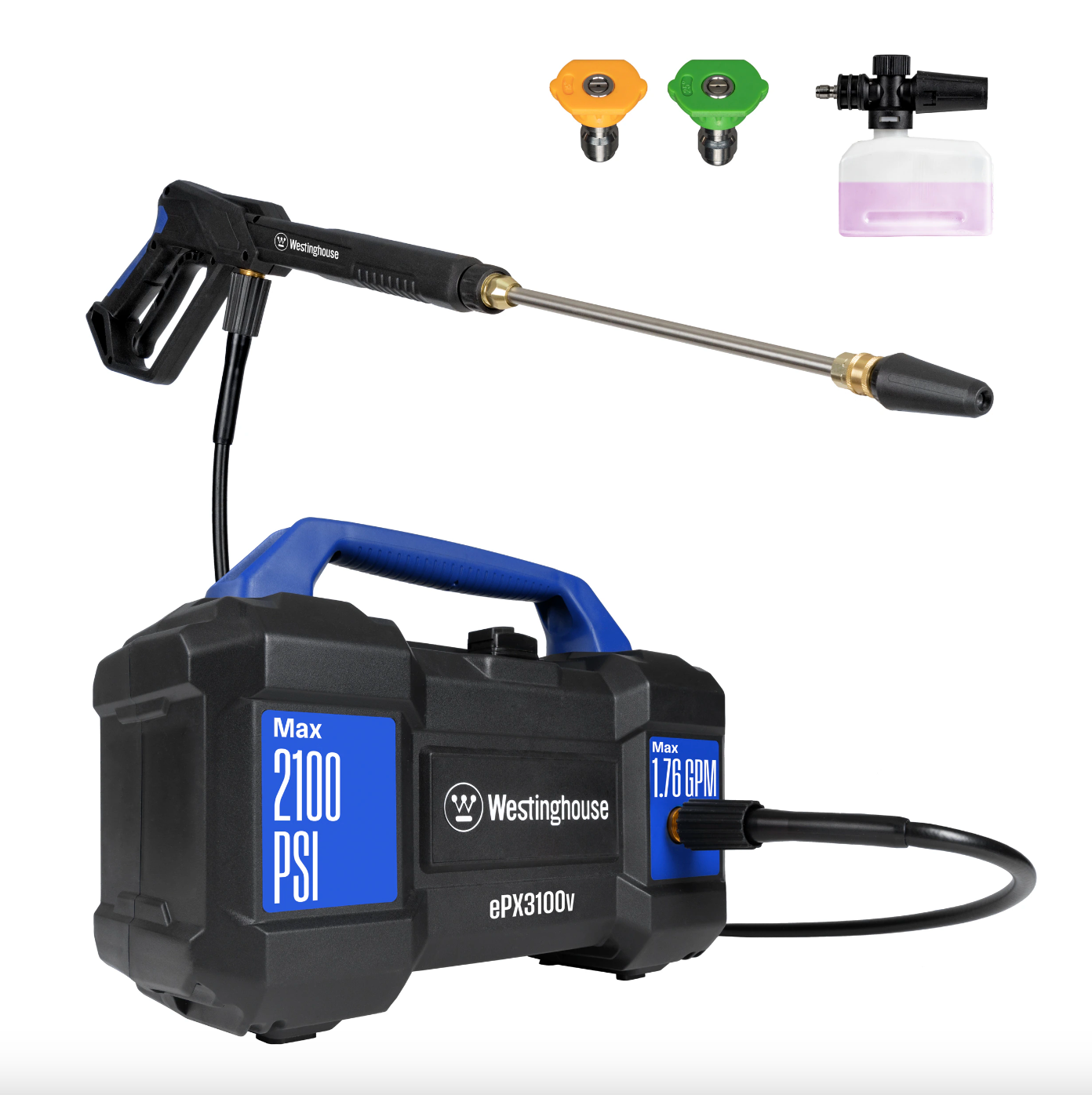 Westinghouse ePX3100v Compact, Box Style with Turbo Nozzle 2100 PSI 1.76-GPM Cold Water Electric Pressure Washer with 3 Spray Tips EPX3100V