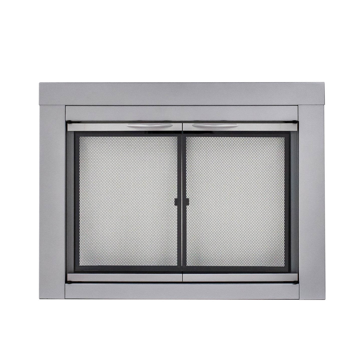 Pleasant Hearth Alpine Skyline Nickel Small Cabinet-style Fireplace Doors with Clear Tempered Glass AN-1010SN