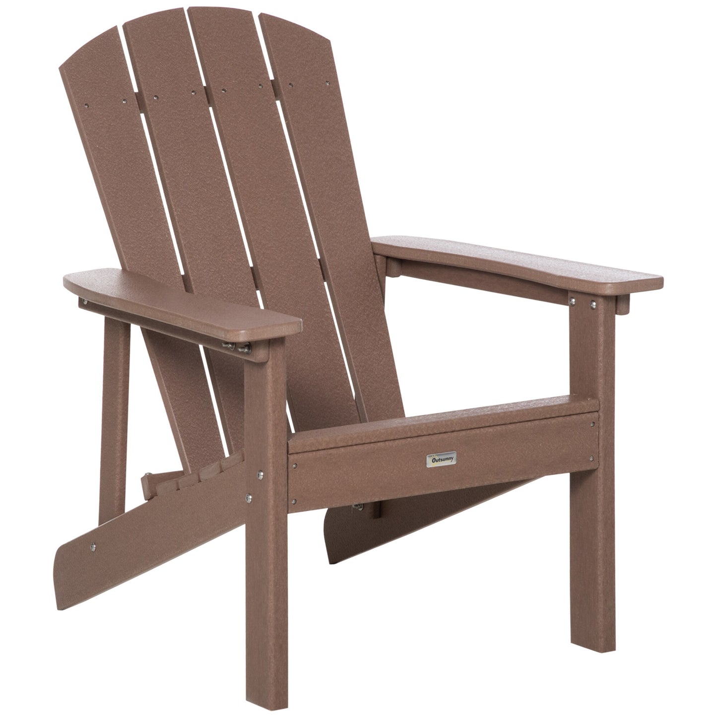 CESICIA Patio Chairs Brown HDPE Frame Stationary Balcony Chair with Solid Seat