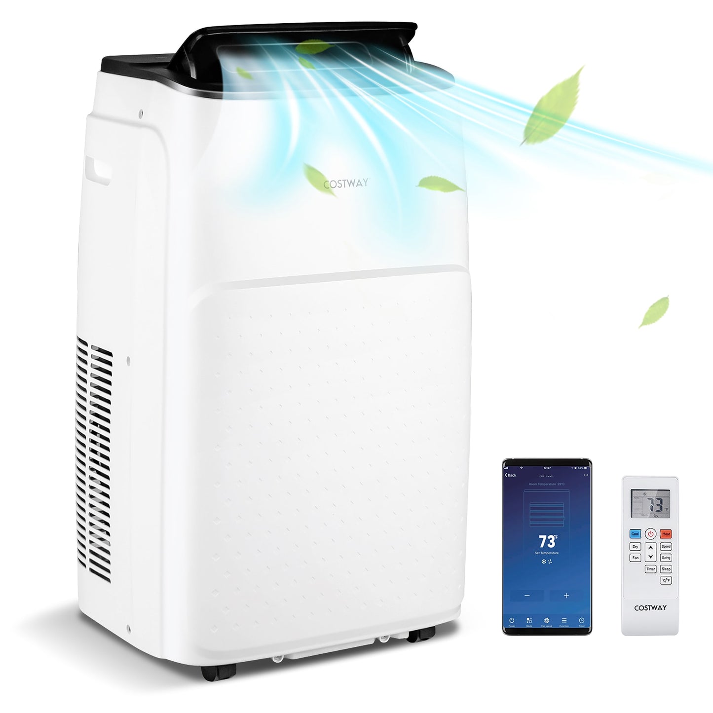 Costway 9100-BTU DOE (115-Volt) White Vented Wi-Fi enabled Portable Air Conditioner with Heater with Remote Cools 600-sq ft LWS00222