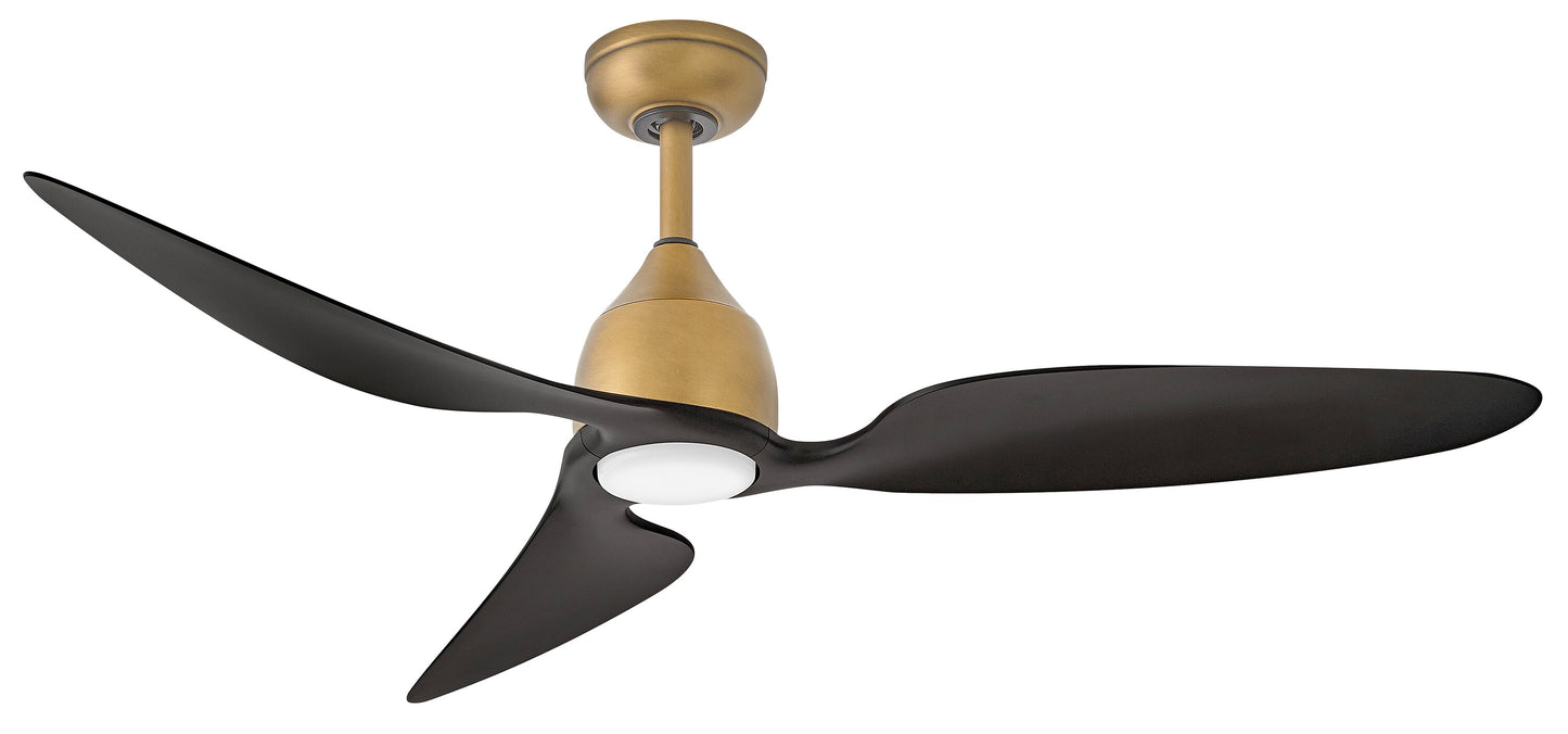 Hinkley Azura 52-in Integrated LED Outdoor Smart Heritage Brass with Matte Black Blades Ceiling Fan With Light - Remote Included ( 3 -Blade ) 6249263
