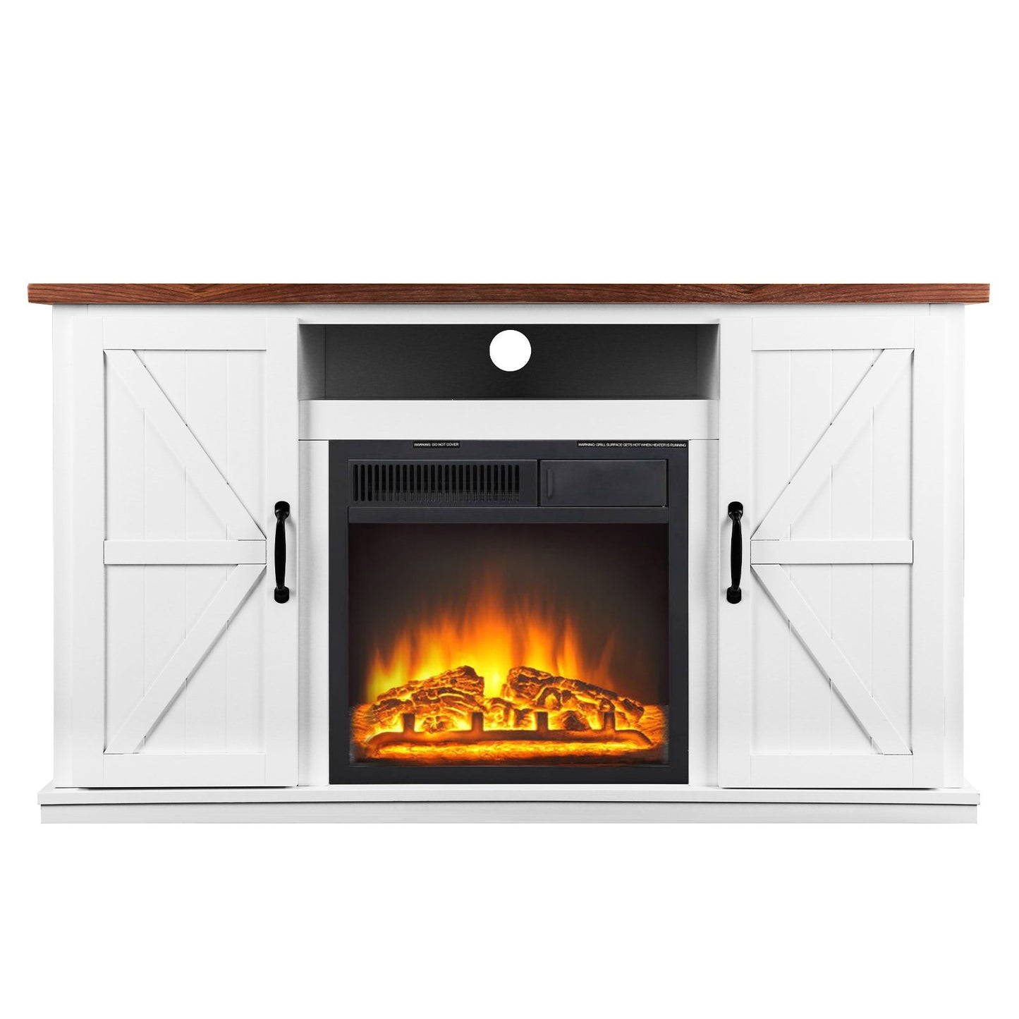 COWSAR 46.46-in W Walnut TV Stand with Infrared Quartz Electric Fireplace M2304-WHITE
