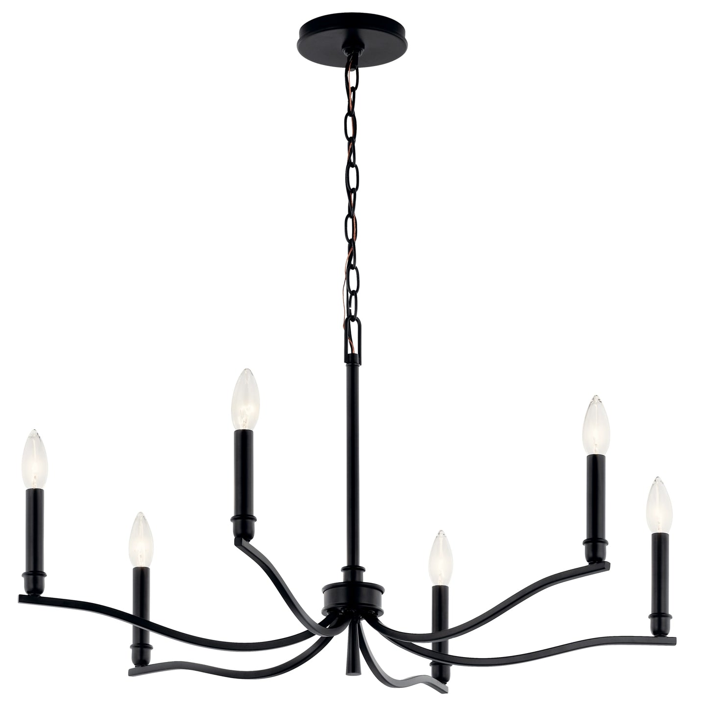 Kichler Malene 6 -Light Black Traditional Bare bulb For Use in Bedrooms, Dining Rooms, Foyers, Kitchens, Living Rooms Chandelier 6297688