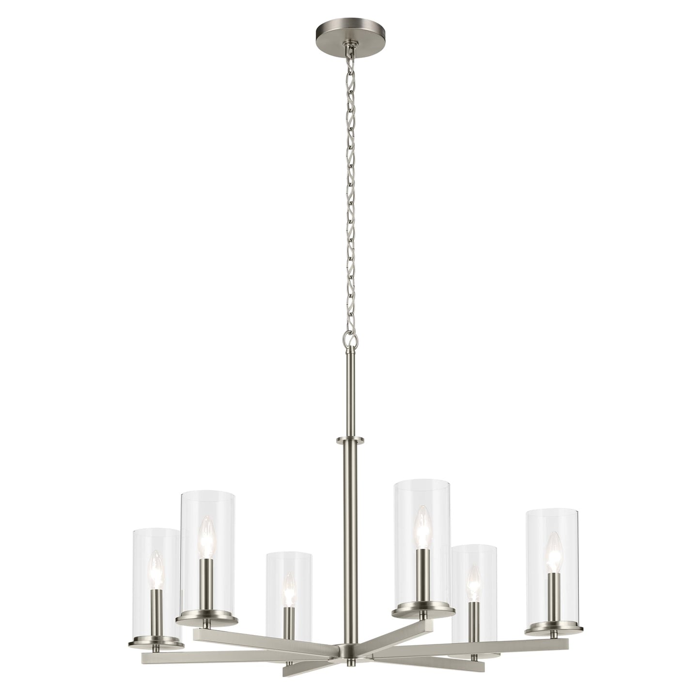 Kichler Crosby 6 -Light Brushed Nickel Modern/contemporary For Use in Bedrooms, Dining Rooms, Foyers, Kitchens, Living Rooms Chandelier 6297567