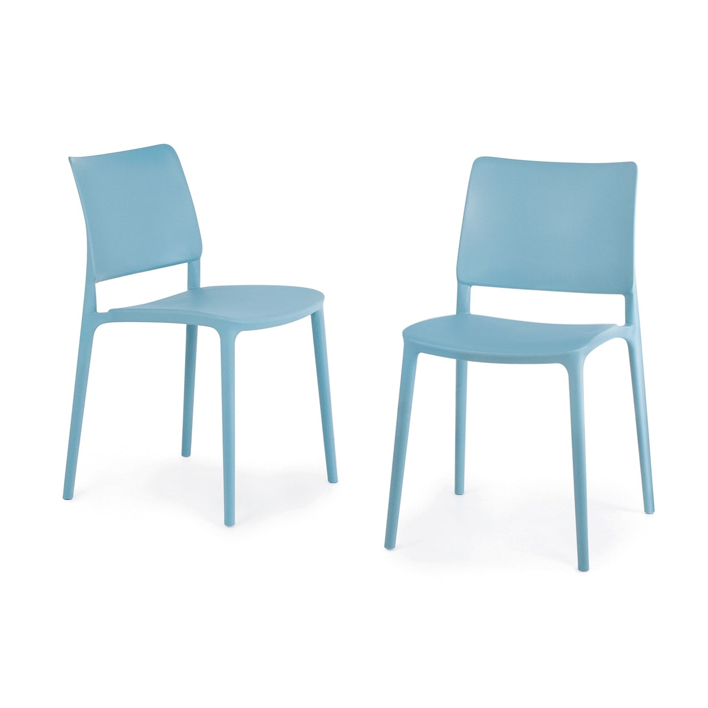 World Rug Gallery SeriesW1 Set of 2 Stackable Aqua Blue Resin Frame Stationary Dining Chair with Solid Seat