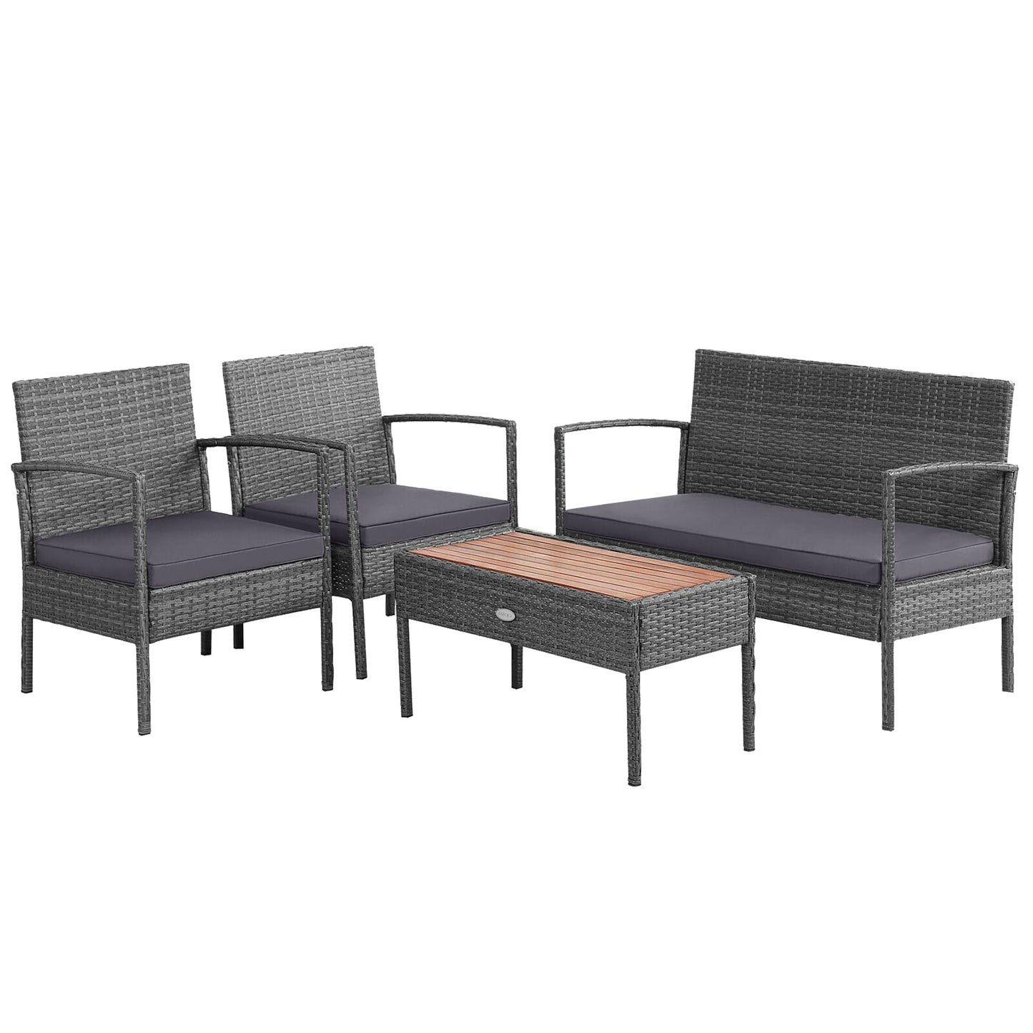 LIVIZA 4 -Piece Rattan Patio Conversation Set with Gray Cushions