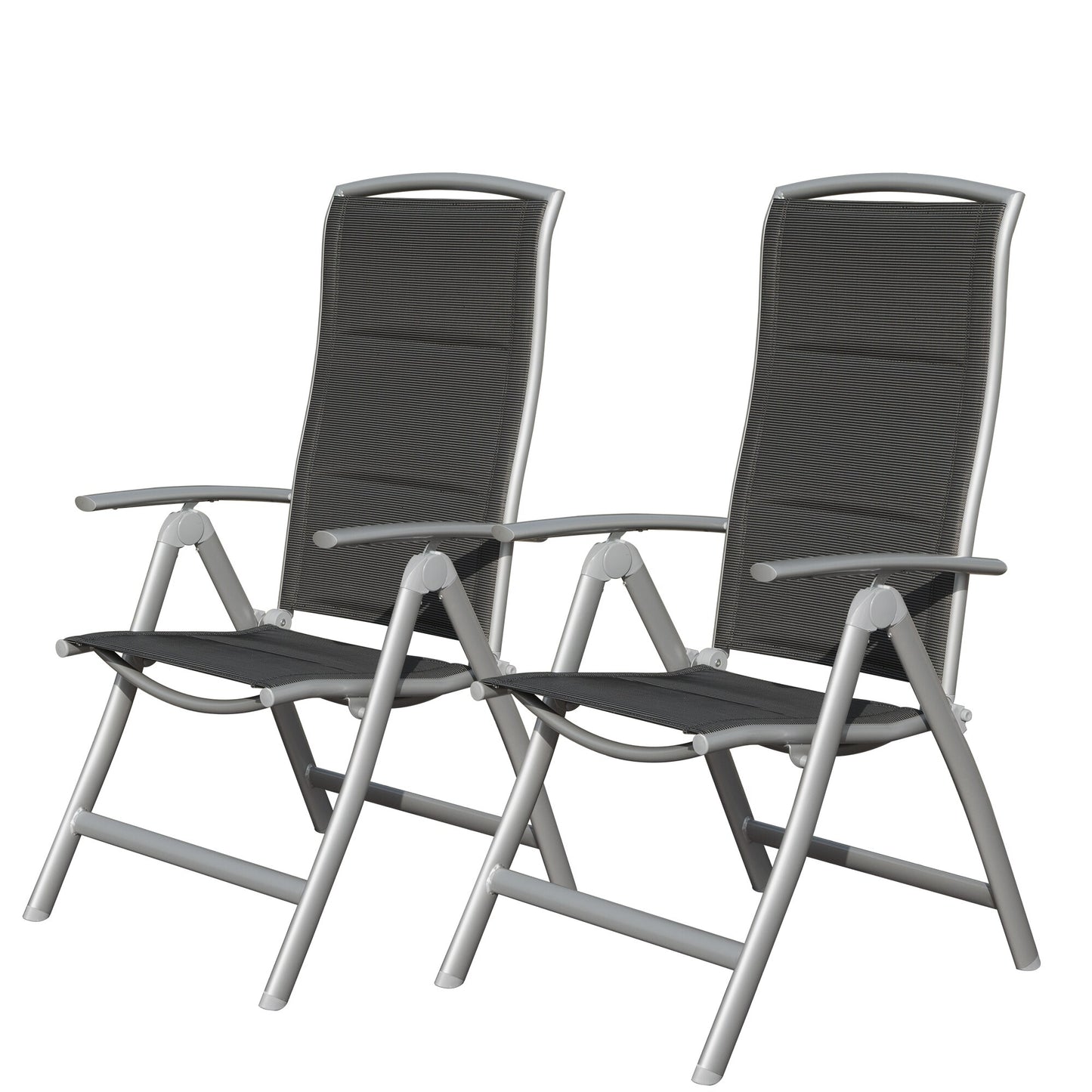 CESICIA Patio Chairs Set of 2 Stackable Black Aluminum Frame Stationary Conversation Chair with Solid Seat
