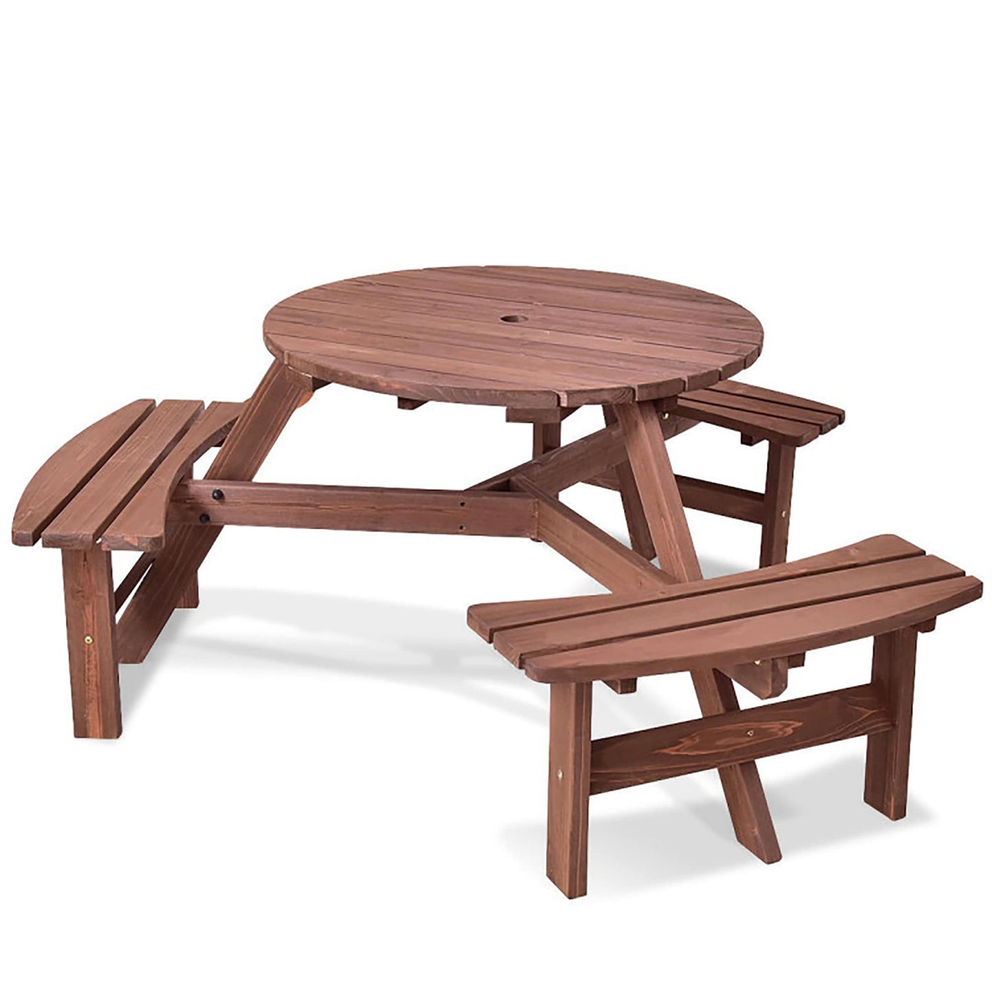 Sumyeg 35.4-in Brown wood Round Picnic Table