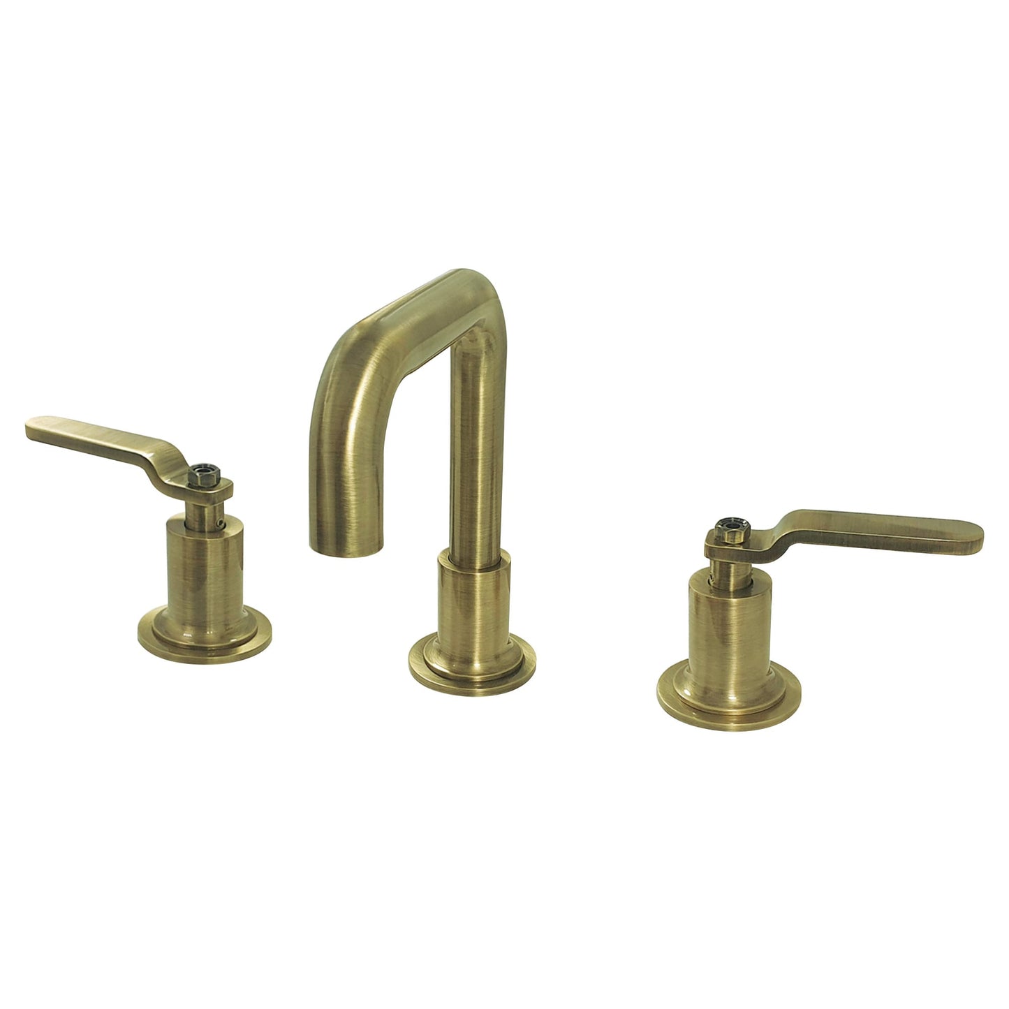 Kingston Brass Whitaker Antique brass Widespread 2-handle Low-arc Residential Handle Bathroom Sink Faucet with Drain