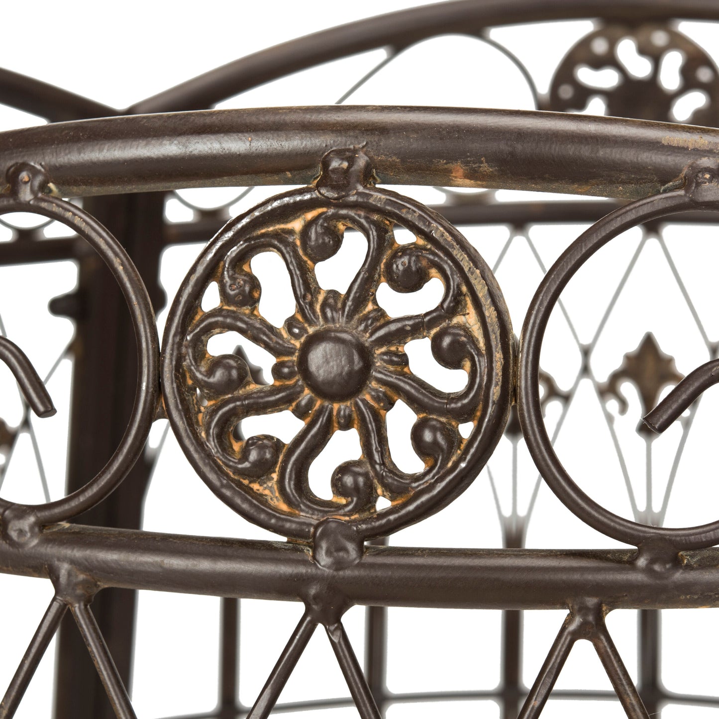 Safavieh Ally 60.25-in W x 33.75-in H Rustic Brown Wrought iron Garden Bench