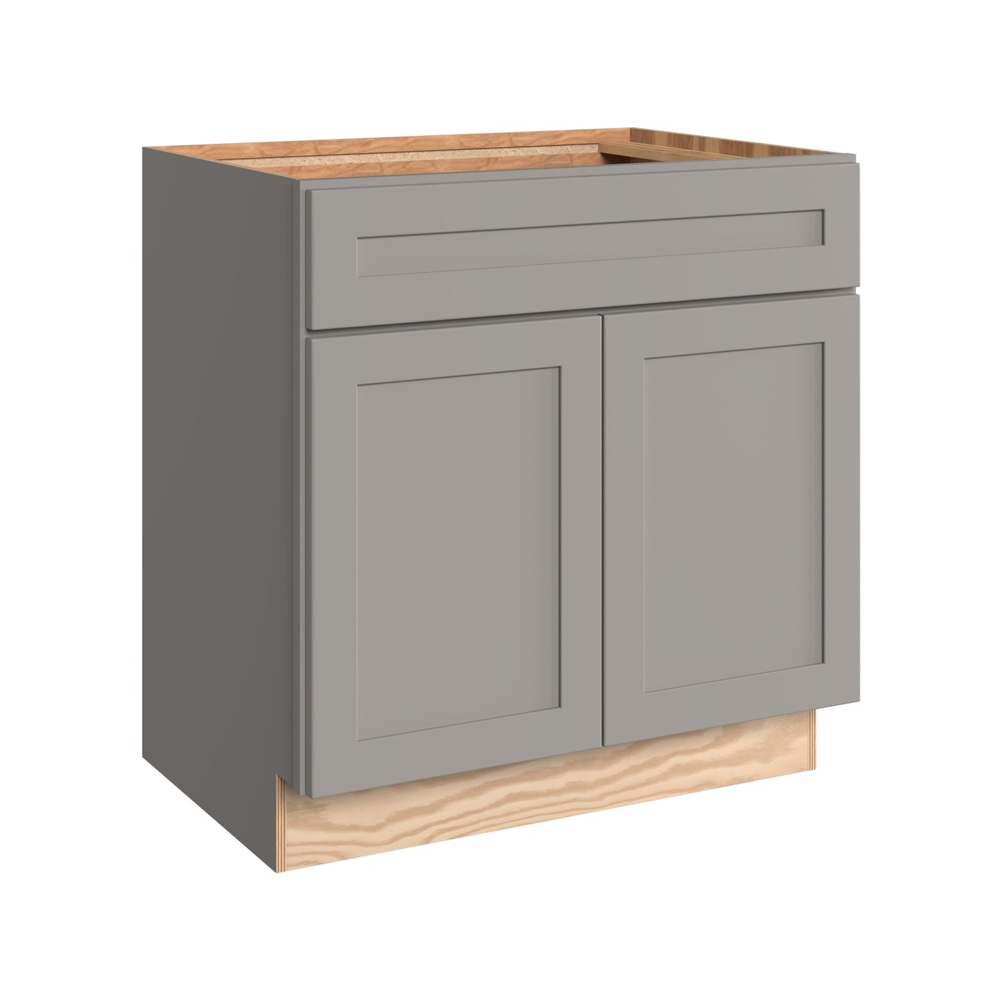 KraftMaid Momentum Deveron 30-in Pebble Grey Bathroom Vanity Base Cabinet without Top