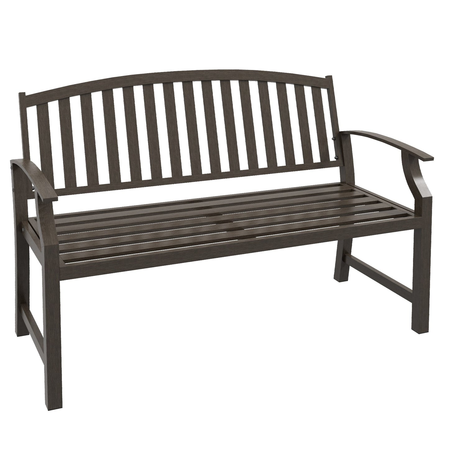 Miki Shinly Outdoor Patio Benches 50-in W x 33-in H Brown Steel Garden Bench