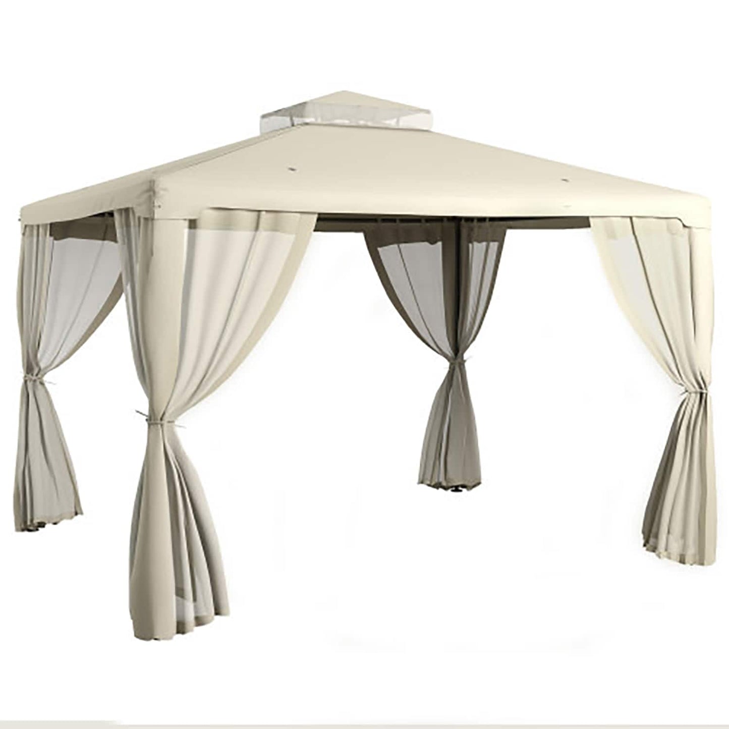 GZMR 9.6-ft x 11.6-ft 9.6' x 11.6' Patio Gazebo Cream White Gazebo with Soft Top Roof (Screen Included)