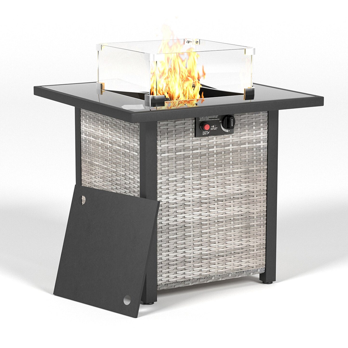 Mondawe 27.6-in W 50000 Maximum BTUs Stainless steel Square Portable Liquid propane Fire pit table