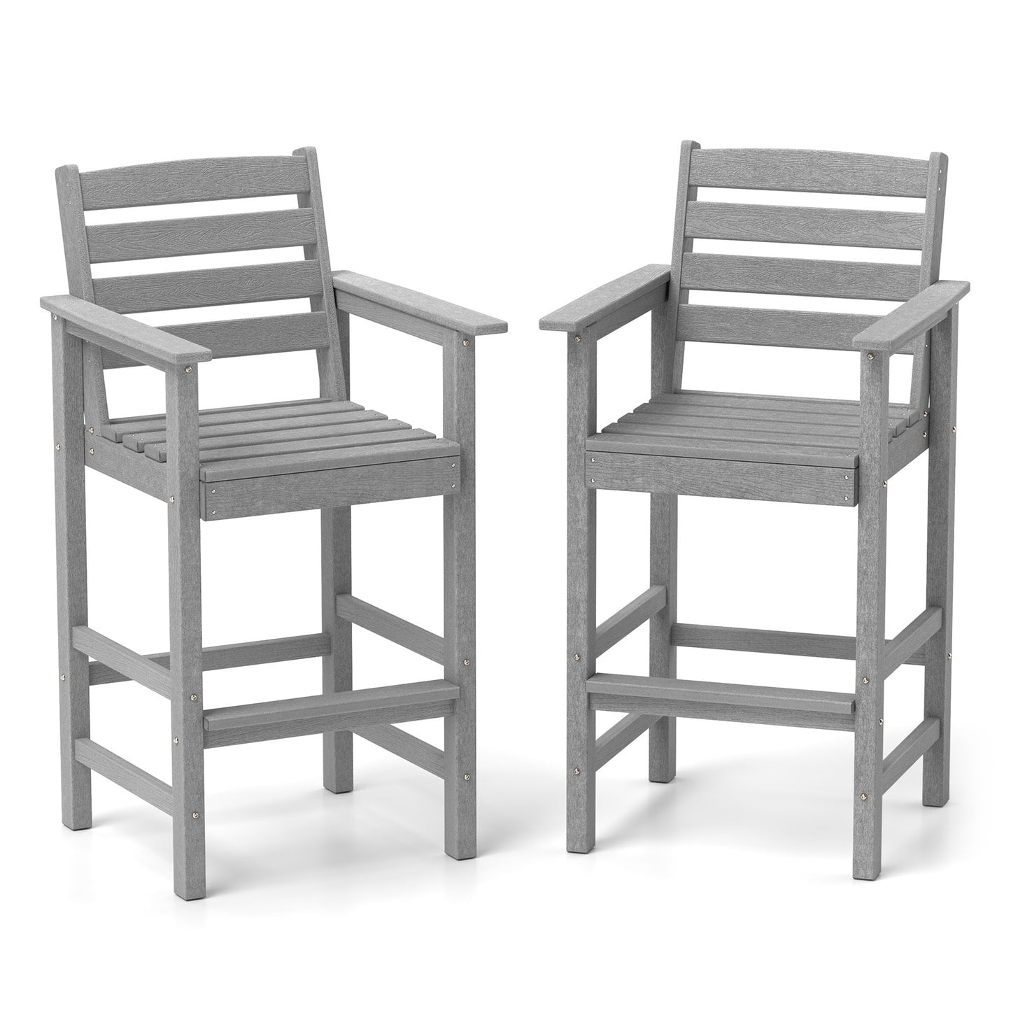 LIVIZA Set of 2 Gray HDPE Frame Stationary Counter-height Chair with Solid Seat