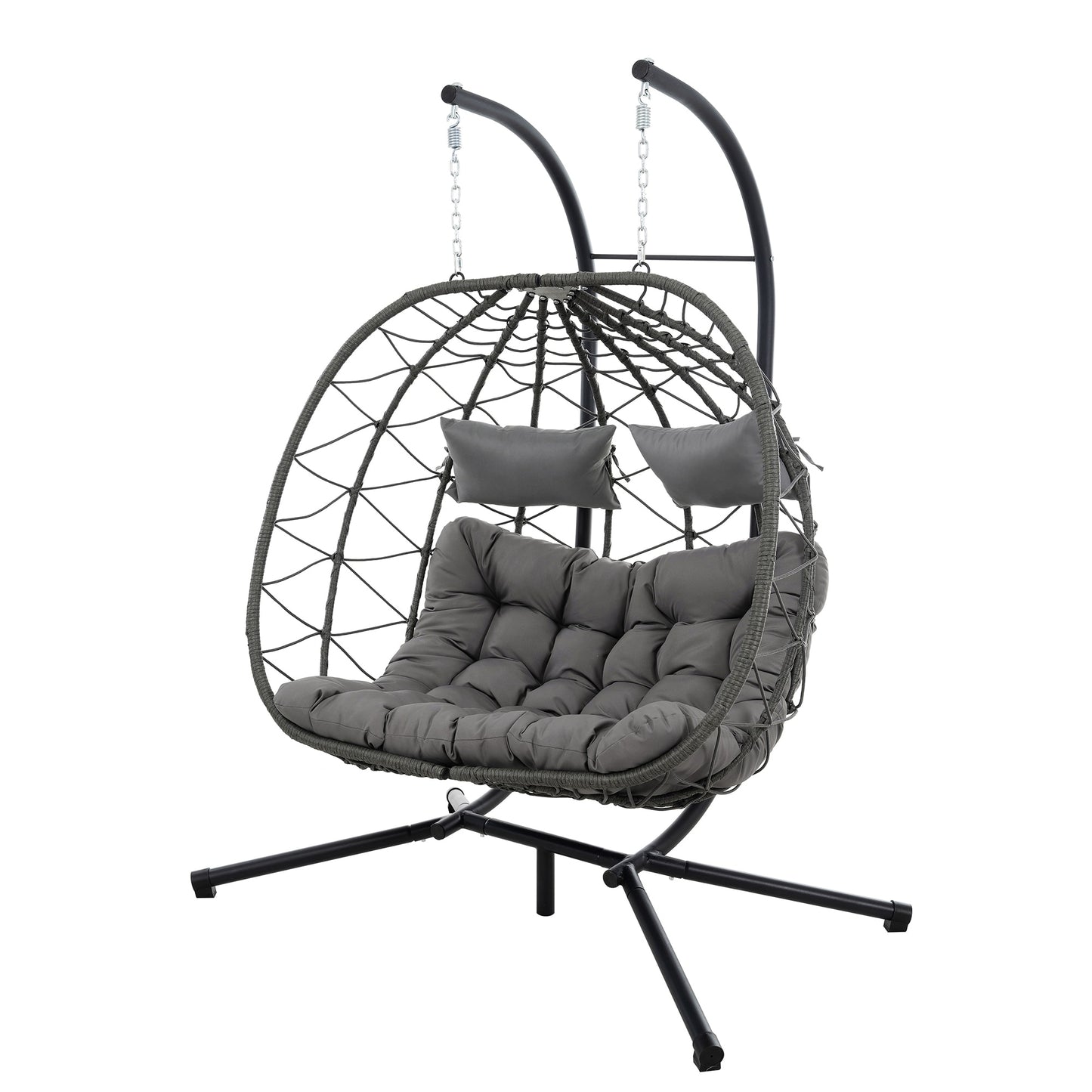 LETILY Hanging Egg Chair Gray Fabric Hammock chair with Stand