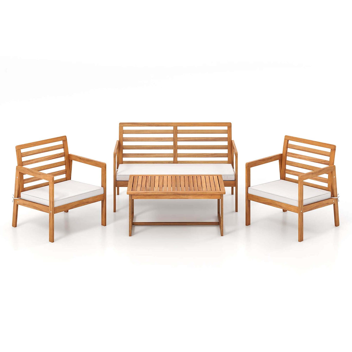 Costway 4 -Piece Patio Conversation Set with Off-white Cushions