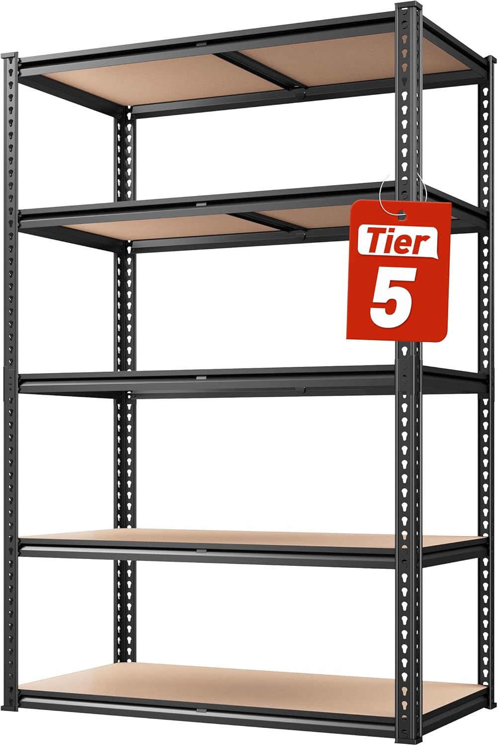 REIBII 2020LBS Storage Shelves 5 Tier Garage Shelving Heavy Duty, Adjustable Metal Shelving Unit, Garage Shelves for Basement, Warehouse, Pantry, Closet, Kitchen 72" H x 35.55" W x 16" D, Black