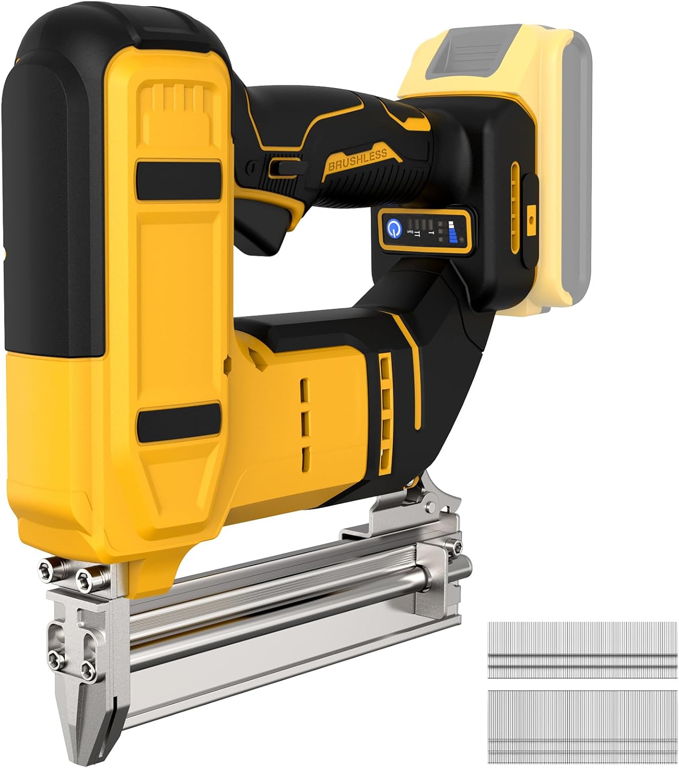 18 Gauge Cordless Brad Nailer & Staple Gun for Dewalt 20V MAX Battery, 2-in-1 Battery Powered Nail Gun with 2000 Nails, Electric Nail Gun for Woodworking, DIY, Framing & Home Improvement (No Battery)