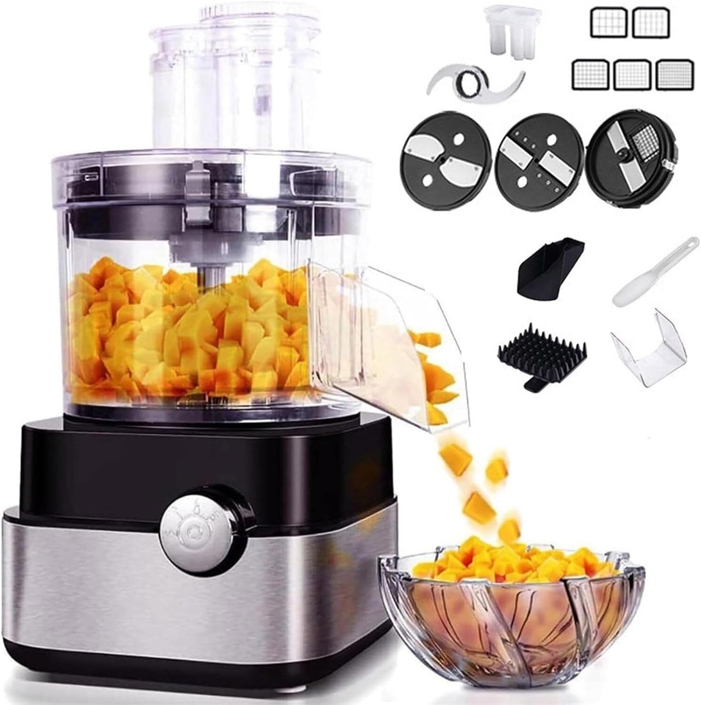 Commercial Food Processor, Electric Vegetable Chopper Food Chopper Electric Multifunctional Meat Grinder Blender for Dicing, Mincing, and Puree