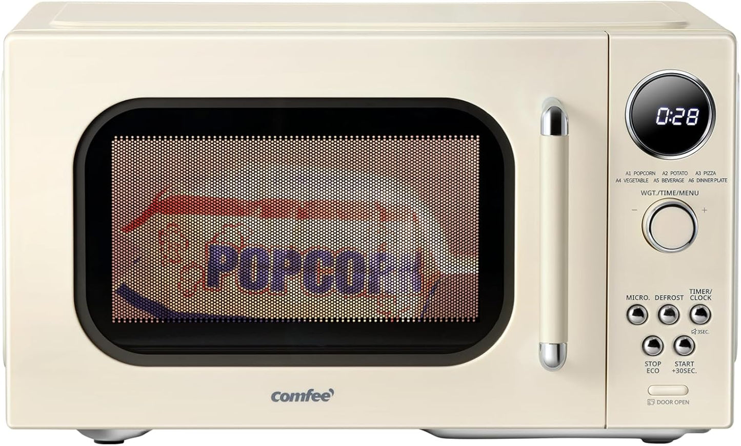 COMFEE Retro Ovens, Small 9 Preset Programs, 0.9 cu.ft Countertop Compact Microwaves with Multi-Stage Cooking, Mute Function, LED Digital, Apricot\/900W, CMO-MMP02AA(at), Apricot