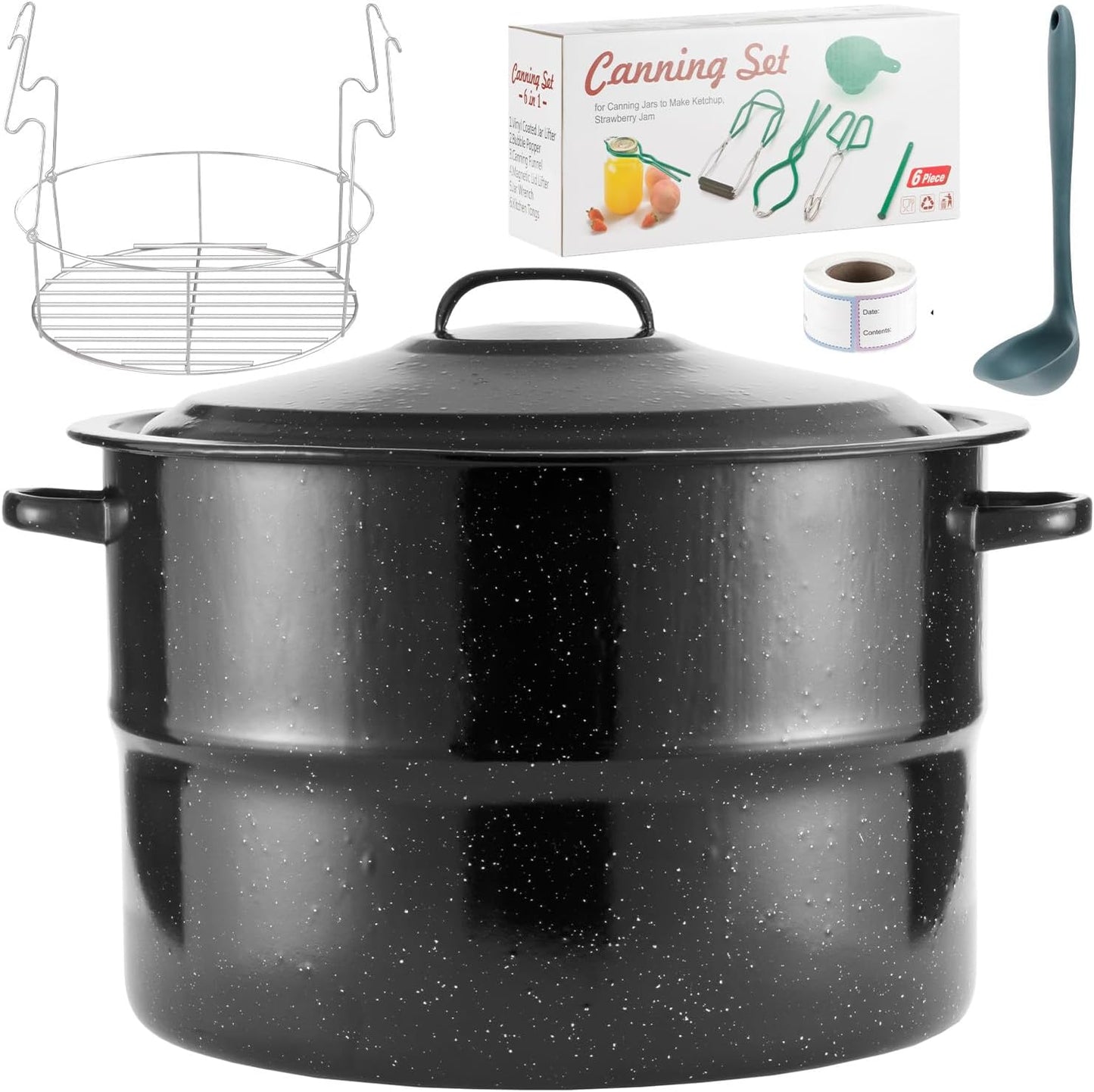 Canning Pot with Rack and Lid-Canning Kit for Beginners, 21.5 Quart Stock Pots-Canning Supplies Starter Kit for Beginners,Water Bath Canners for Canning,Food Grade Accessories Starter by JY COOKMENT