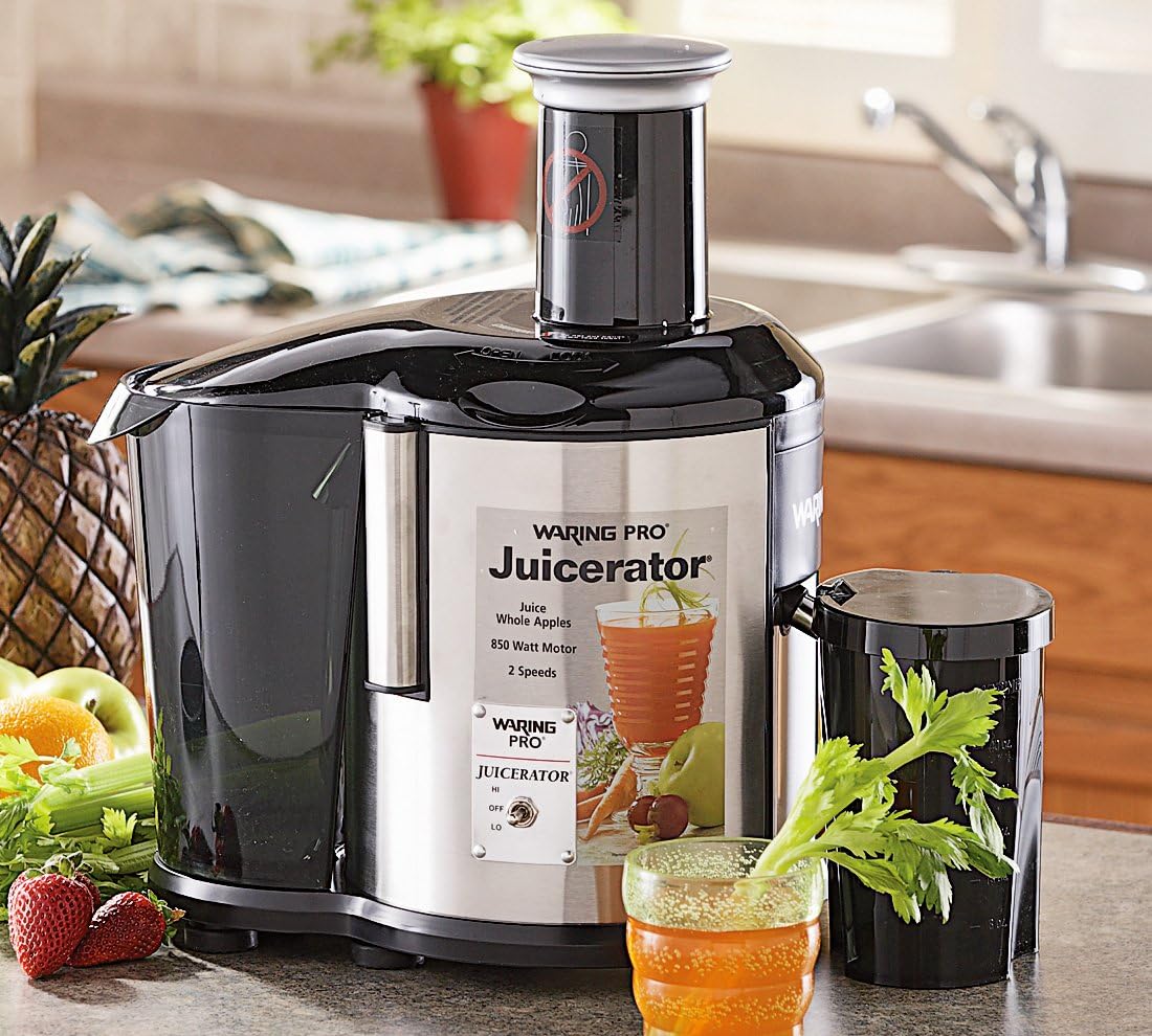 Waring Pro JEX450FR Remanufactured 850-Watt 2-Speed Juice Extractor, Brushed Stainless Steel