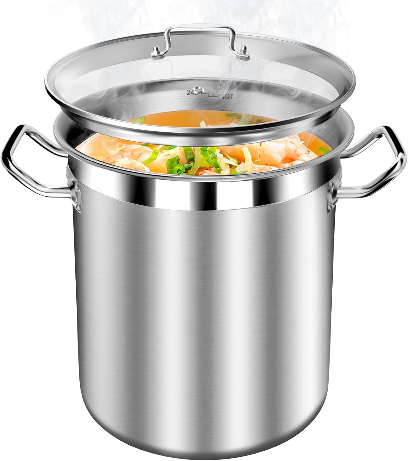 STOCKPOT Large Stainless Steel Stock Pot with Lid \u2013 24 Quart (6 Gallon) Heavy-Duty Cooking Pot for Soup, Stew, Pasta \u2013 Commercial & Home Use, Easy to Clean