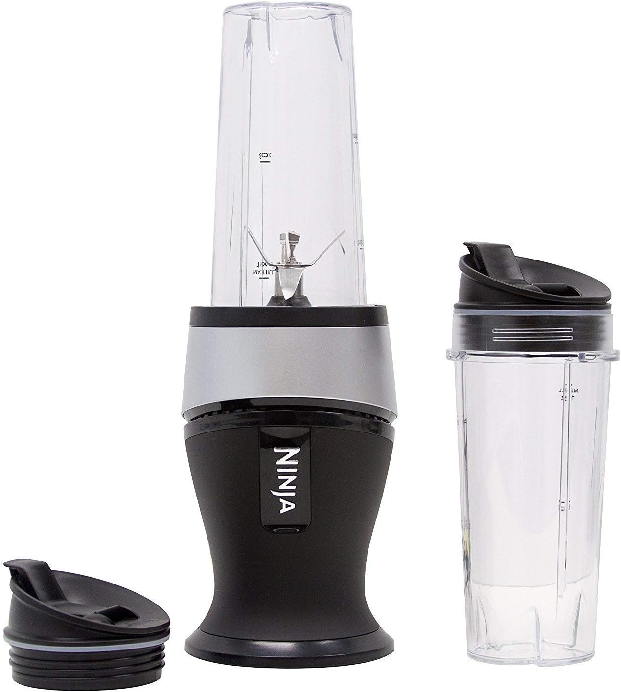 Ninja Personal Blender for Shakes, Smoothies, Food Prep, and Frozen Blending with 700-Watt Base and (2) 16-Ounce Cups with Spout Lids (QB3001SS) (Renewed)