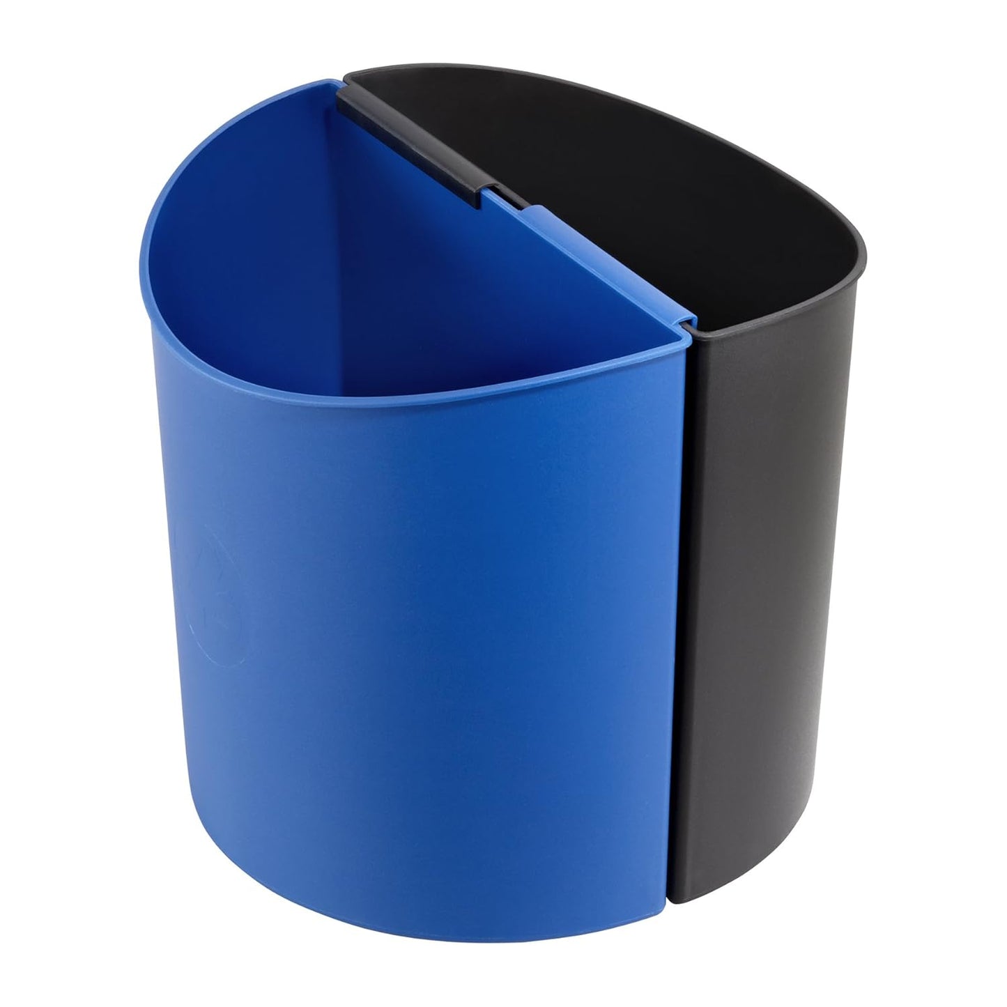 Safco Deskside Small Trash Can Recycling Bin Combo, 3 Gallon, For Kitchen, Office, Indoor Use, Black\/Blue