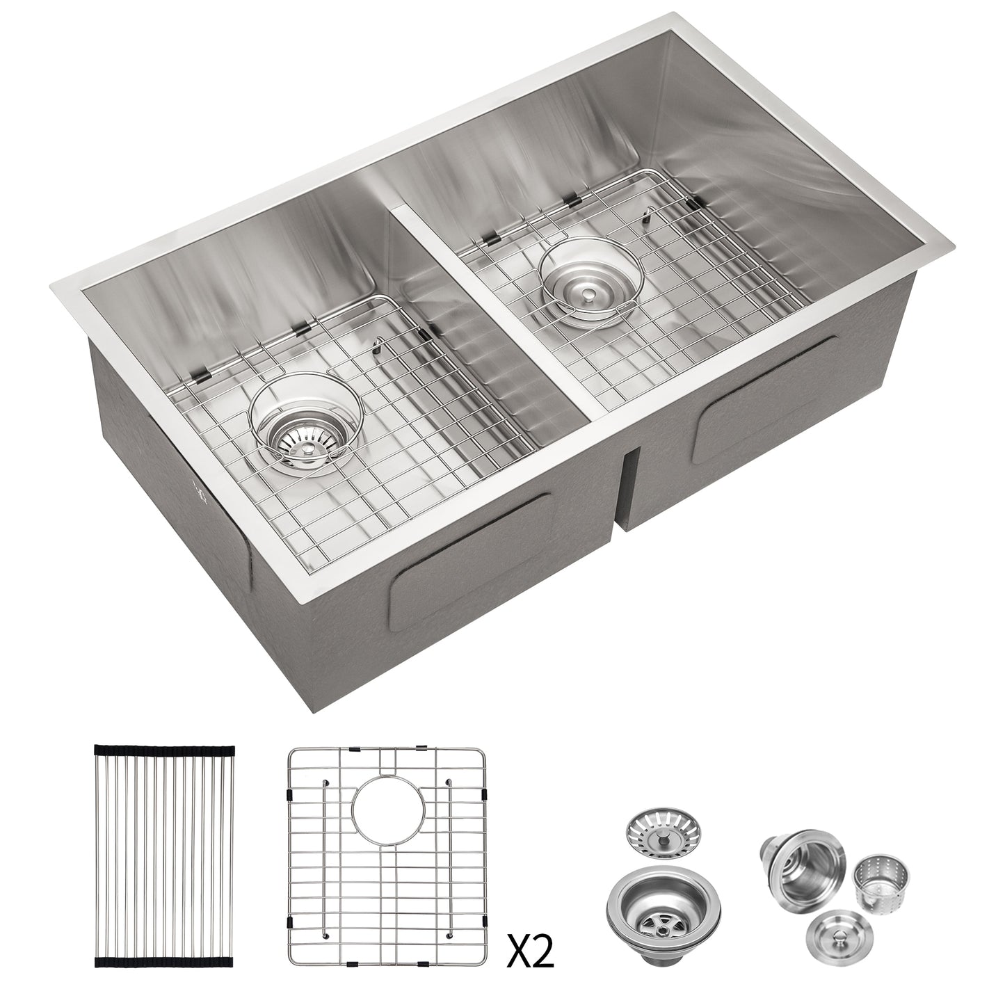 LIVIZA Undermount 30-in x 19-in Stainless steel Double equal bowl 16 -Gauge Kitchen Sink