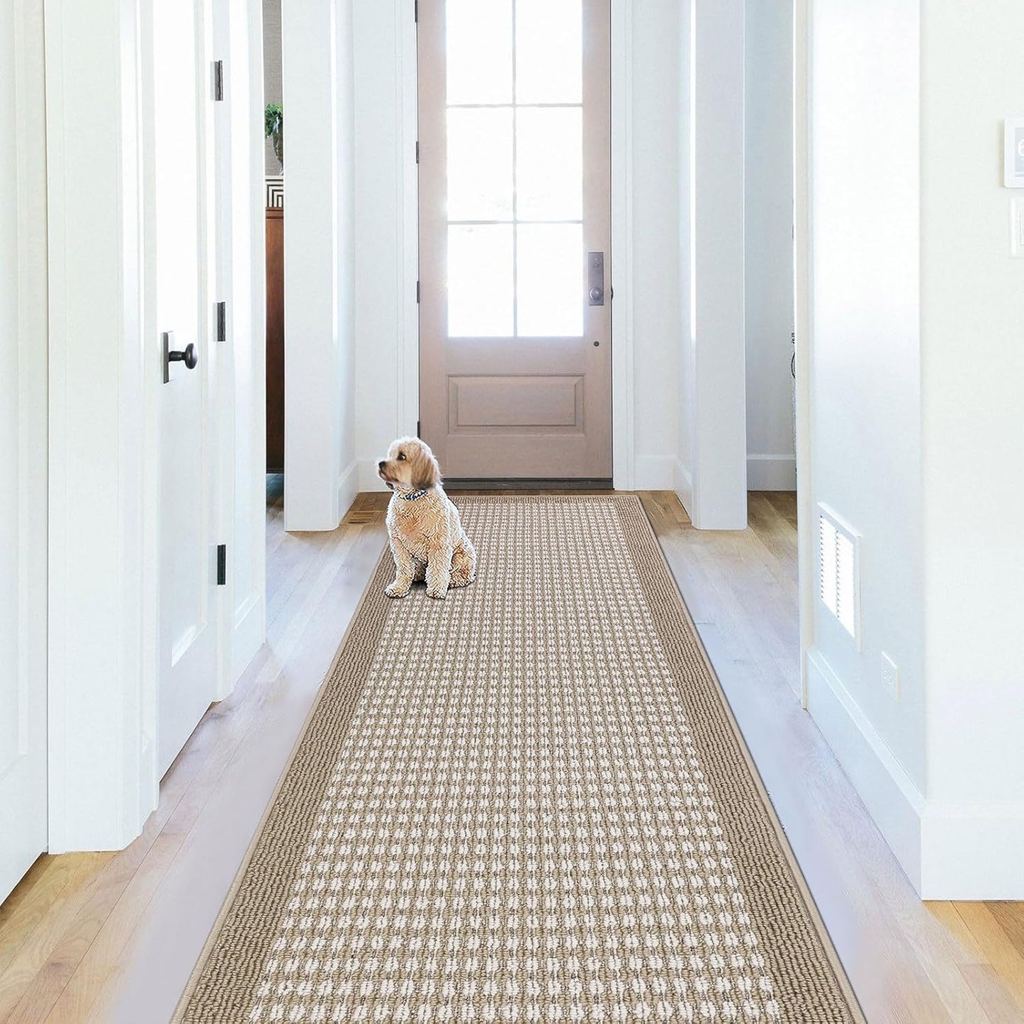 Ileading Laundry Room Runner Rug 2'x6' Non Slip Farmhouse Kitchen Floor Mats with Rubber Backing Machine Washable Beige Indoor Decor Carpet for Doormat Hallway Entryway Petmat Garage Balcony