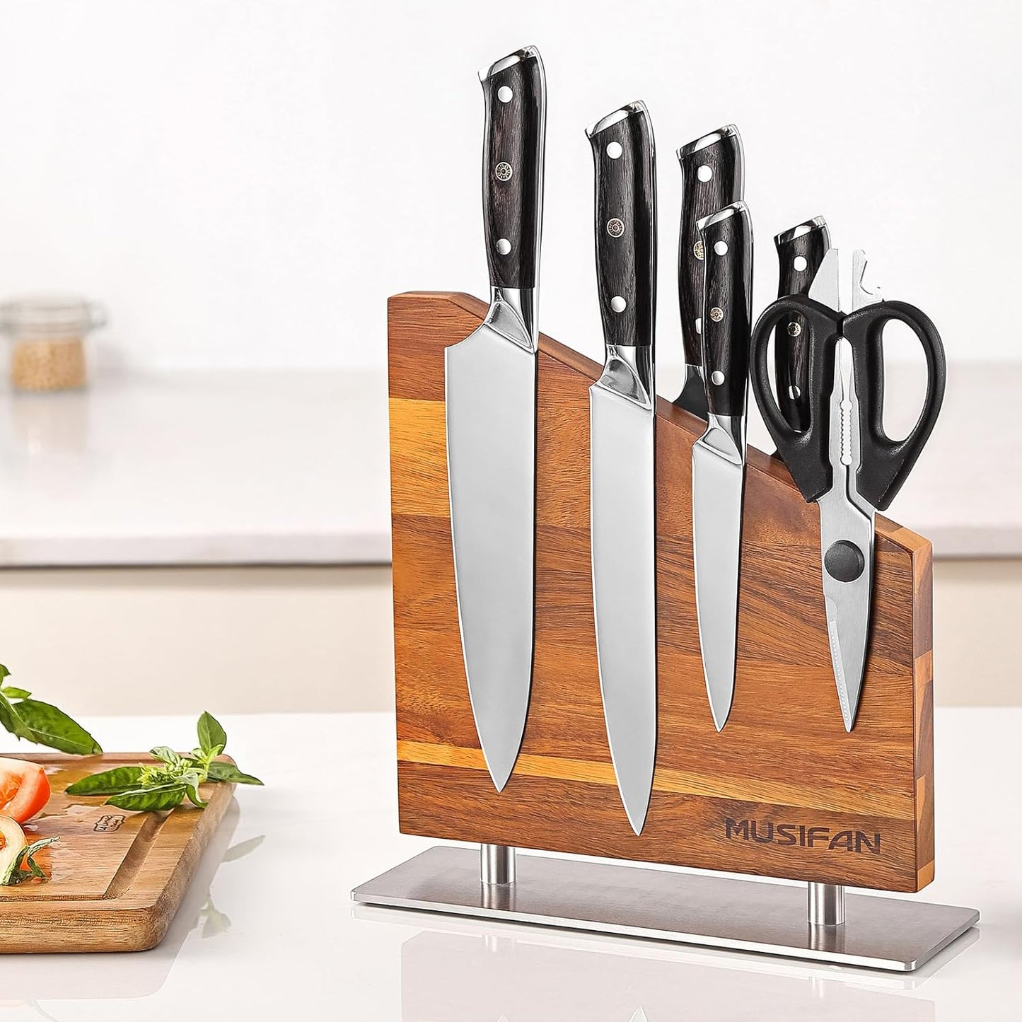 Magnetic Knife Block Without Knives,Magnetic Universal Stands with Strong Enhanced Magnets Strip Kitchen Storage Cutlery Large Organizer ,Knife Holder for Kitchen Organizer