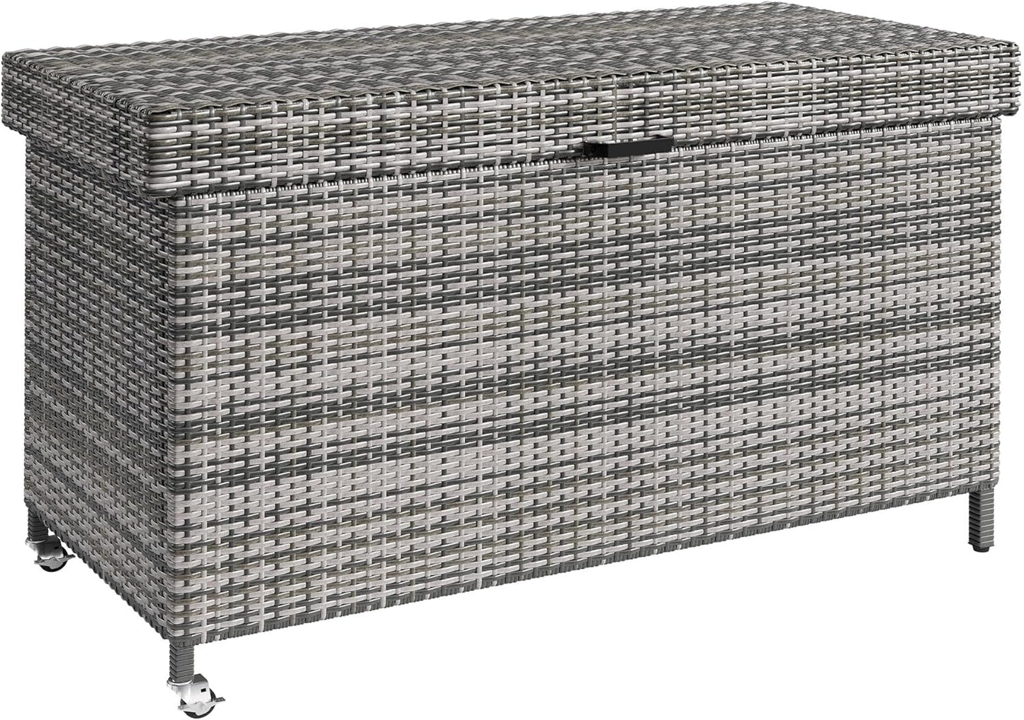 DWVO 200 Gallon Deck Box, Outdoor Storage Box w\/Storage Net, Rattan XL Outdoor Cushion Storage for Patio Furniture, Garden Tools, Pool Sports Equipment (Grey)