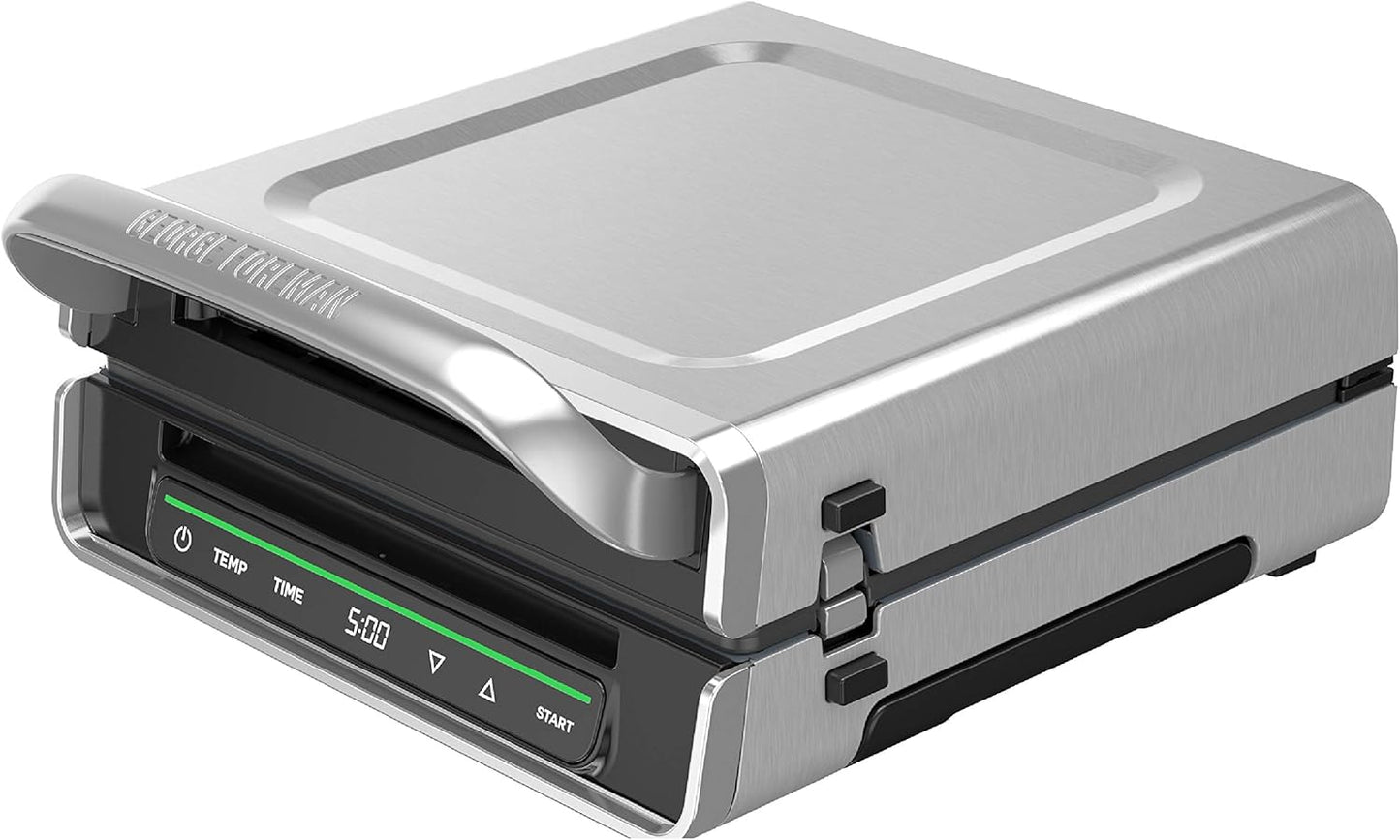 George Foreman Family Size (4-6 Servings), GRD6090B Smokeless-Digital Smart Select, Stainless Steel