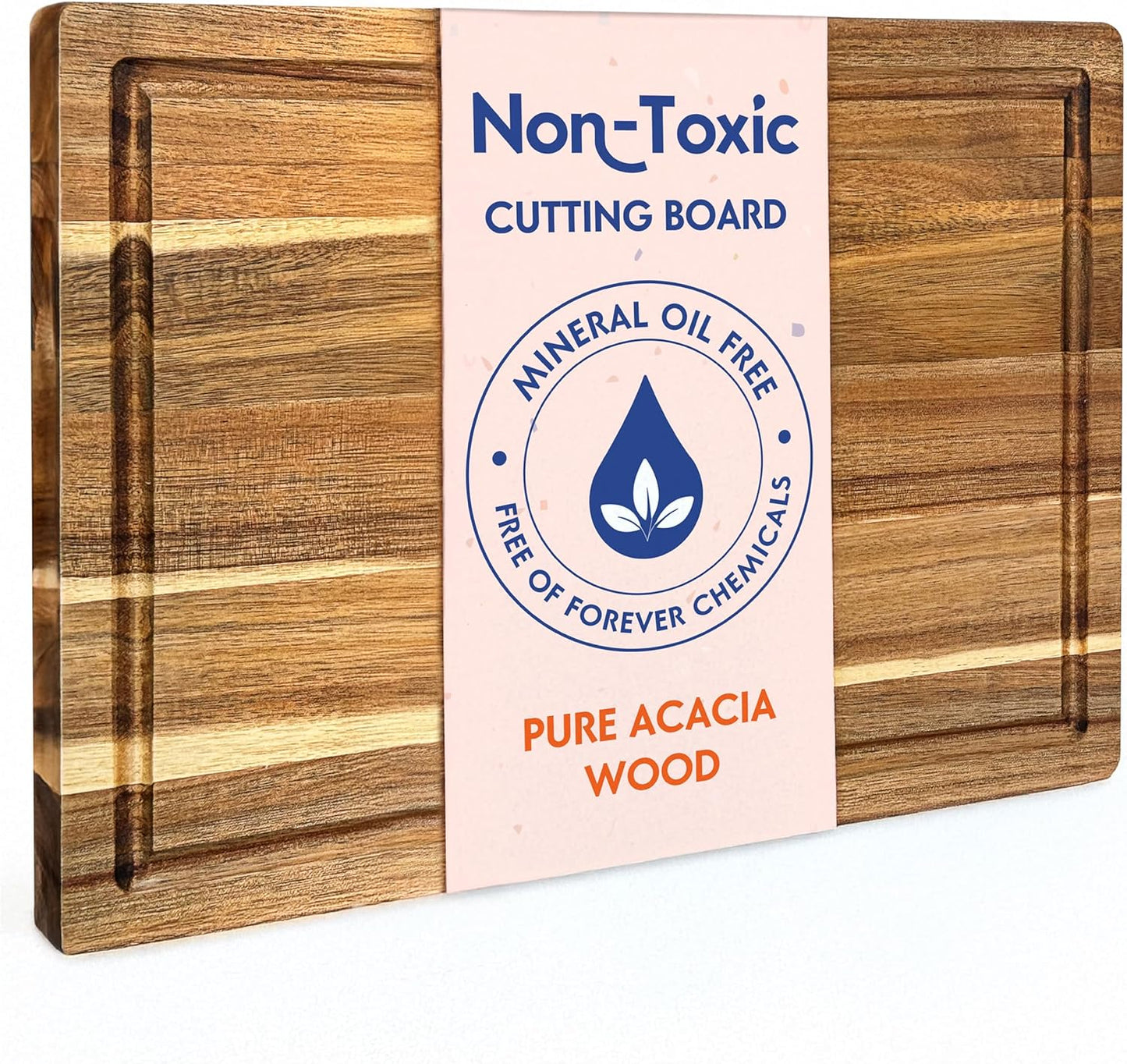 Non Toxic Wood Cutting Board - Conditioned with Natural Beeswax Flaxseed & Lemon Oil - Free of Mineral Oil - Made of FSC Certified Acacia Wood - 16" x 11" Thick Cutting Board by Ziruma