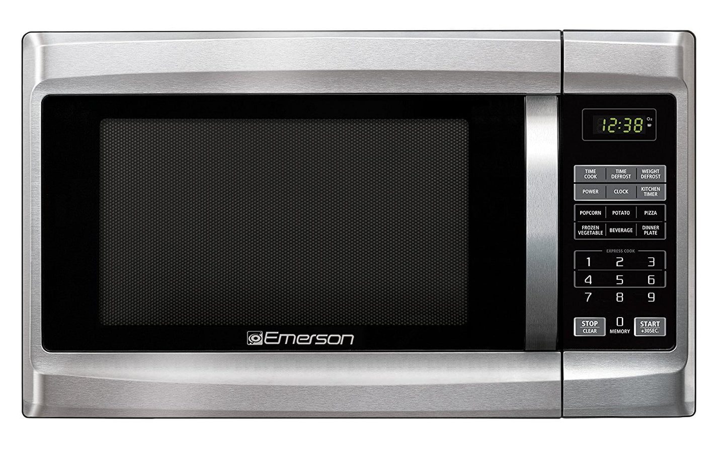 Emerson 1.3 Cu Ft 1000 Watt, Touch Control Microwave Oven, Stainless Steel/Black, MW1338SB
