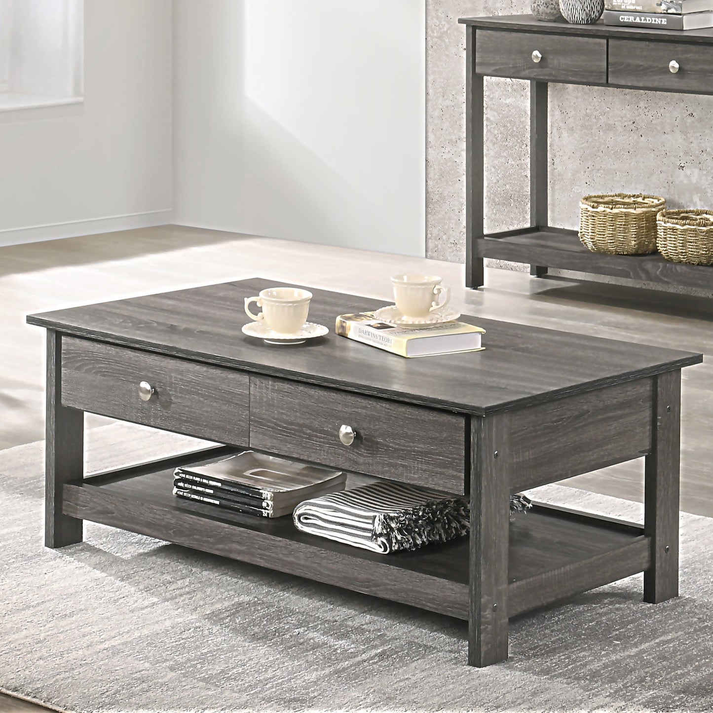 Furniture of America Manac 2-Drawer Coffee Table, Gray