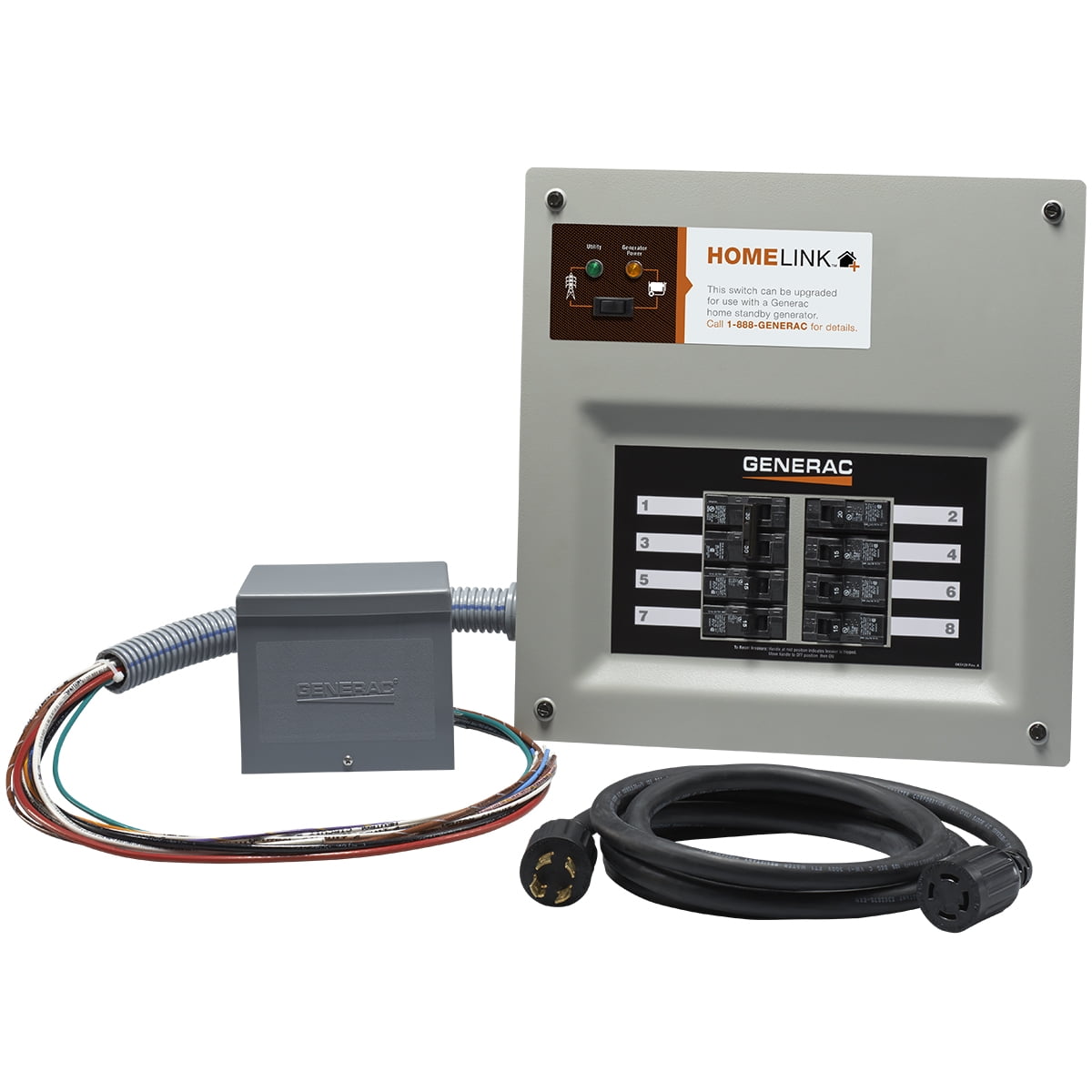 Generac 6853 Upgradeable 30A Homelink Manual Transfer Switch with Resin PIB and Cord