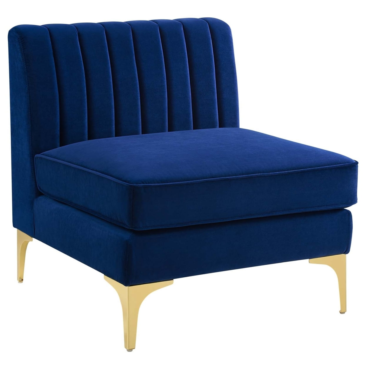 Modway Triumph Modern Channel Tufted Performance Velvet Armless Chair in Navy