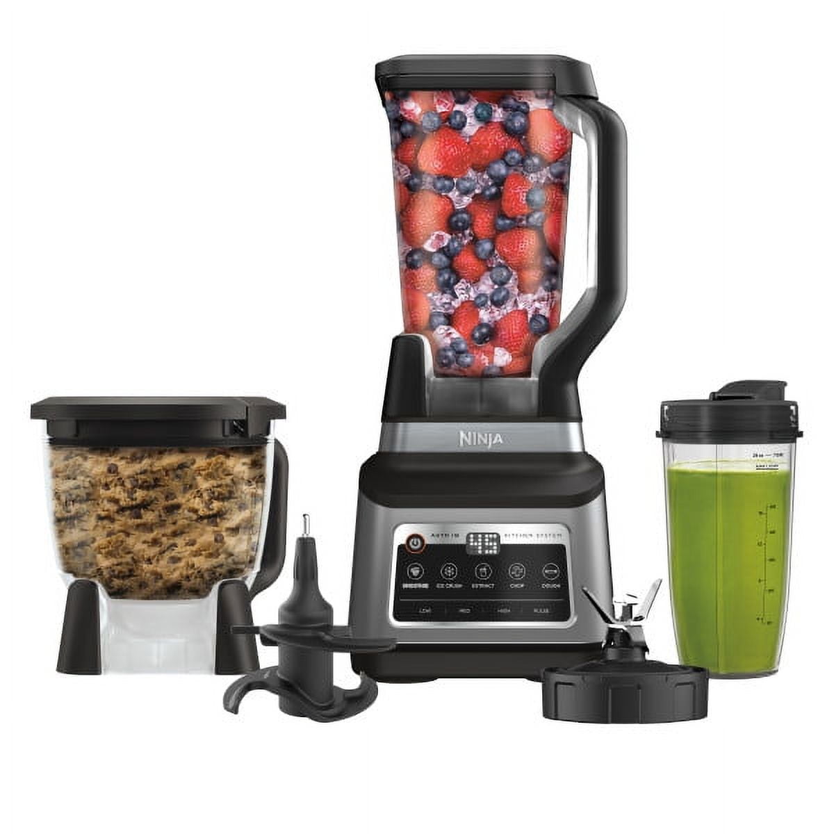 Ninja Professional Plus Kitchen System, 1400 Watts, 5 Presets for Smoothies, Chopping, Dough with Auto IQ, 72-oz.* Blender Pitcher, 64-oz. Processor Bowl, 24-oz. To-Go Cups, Black, BN800