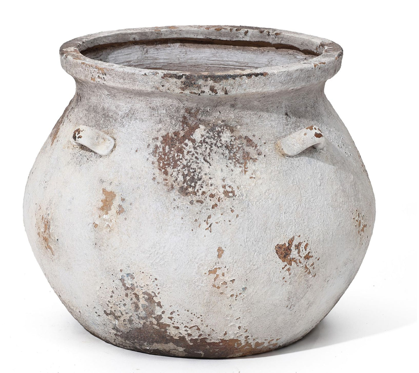 LuxenHome Off White Rustic Cauldron MgO PlanterPot