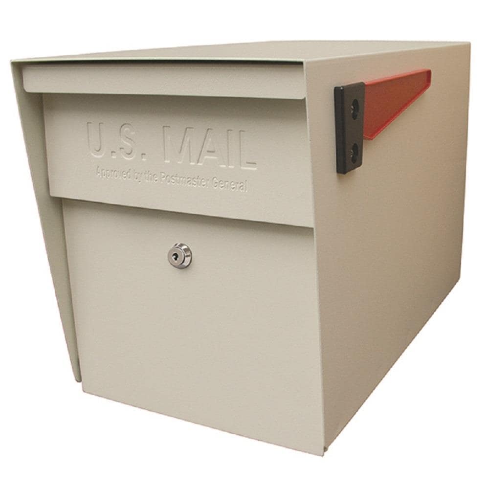 Mail Boss Post Mount Off-white Metal Extra Large Lockable Mailbox 7107