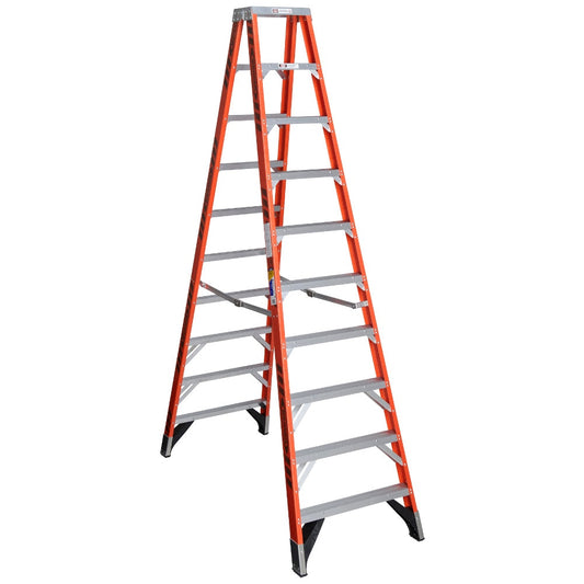 Werner T7400 10-ft Fiberglass Type 1AA-375-lb Load Capacity Twin Step Ladder T7410