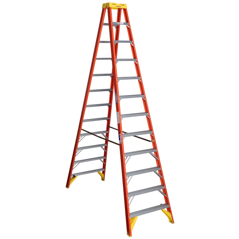 Werner 350 12-ft Fiberglass Type 1a- 300-lb Load Capacity Twin Step Ladder T6212