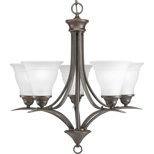 Progress Lighting Trinity 5 -Light Antique Bronze Transitional For Use in Bedrooms, Dining Rooms, Foyers, Kitchens, Living Rooms Chandelier 558534