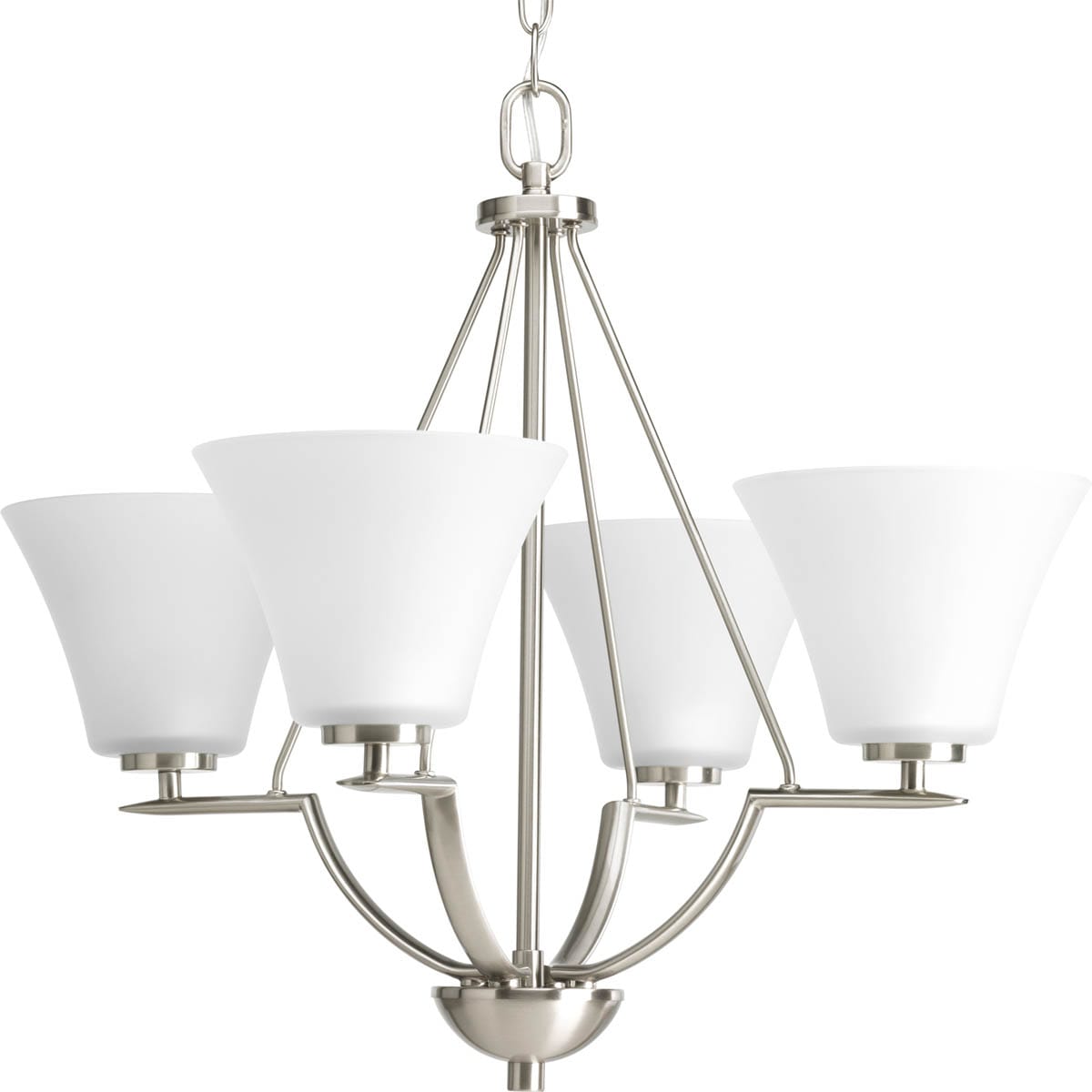 Progress Lighting Bravo 4 -Light Brushed Nickel Transitional For Use in Bedrooms, Dining Rooms, Foyers, Kitchens, Living Rooms Chandelier 559106