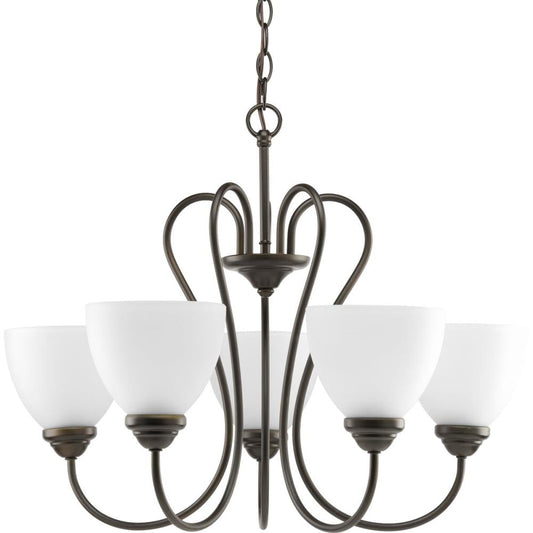 Progress Lighting Heart 5 -Light Antique Bronze Transitional For Use in Bedrooms, Dining Rooms, Foyers, Kitchens, Living Rooms Chandelier 558572